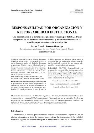 RESPONSABILIDAD POR ORGANIZACIÓN Y ... - Criminet