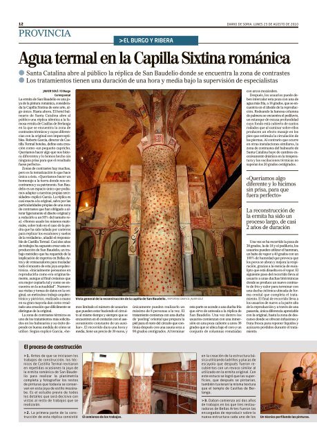 Diario de Soria 23 de agosto 2010 - Castilla Termal Hoteles