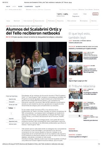 Alumnos del Scalabrini Ortiz y del Tello recibieron netbooks - Anses