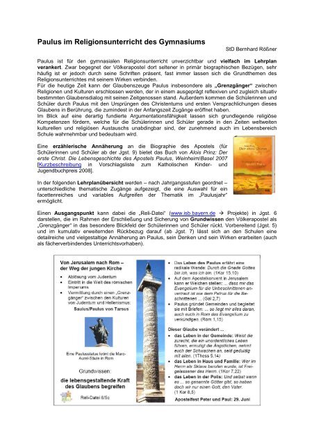 Paulus Im Religionsunterricht Des Gymnasiums Kphe - 