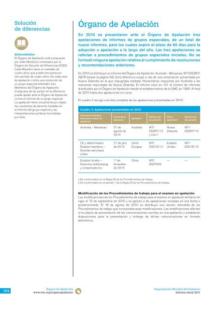 En 2010, los Miembros de la OMC iniciaron 17 nuevas diferencias ...