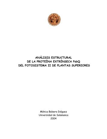 ANÁLISIS ESTRUCTURAL DE LA PROTEÍNA EXTRÍNSECA PsbQ ...