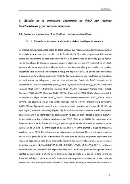 ANÁLISIS ESTRUCTURAL DE LA PROTEÍNA EXTRÍNSECA PsbQ ...