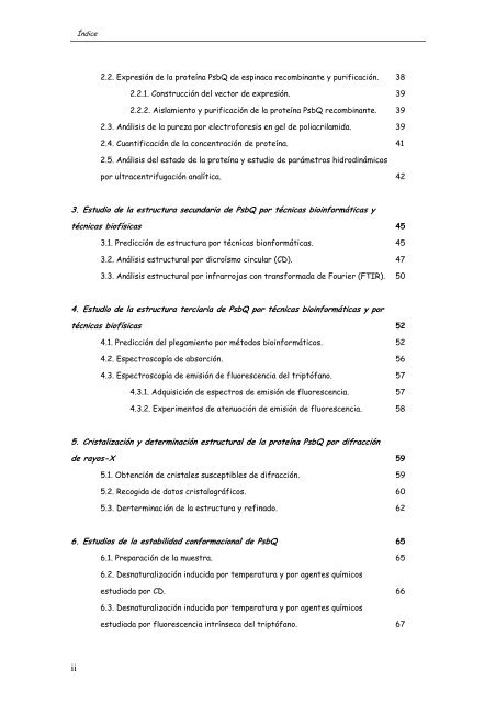 ANÁLISIS ESTRUCTURAL DE LA PROTEÍNA EXTRÍNSECA PsbQ ...