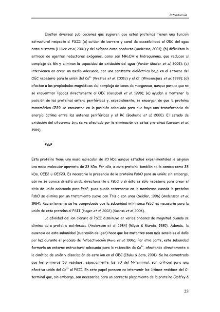 ANÁLISIS ESTRUCTURAL DE LA PROTEÍNA EXTRÍNSECA PsbQ ...