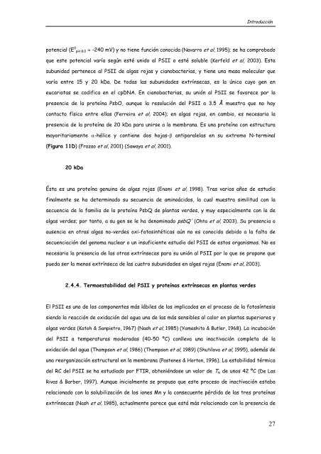 ANÁLISIS ESTRUCTURAL DE LA PROTEÍNA EXTRÍNSECA PsbQ ...