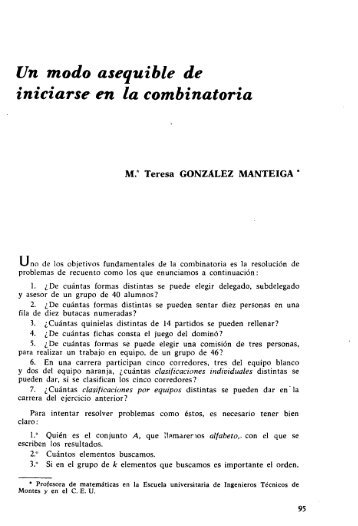 Un modo asequible de iniciarse en la combinatoria