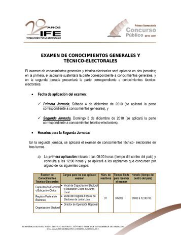 Examen técnico electoral - Instituto Federal Electoral