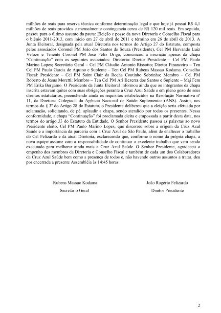 ata da décima primeira assembleia geral ... - Cruz Azul Saúde