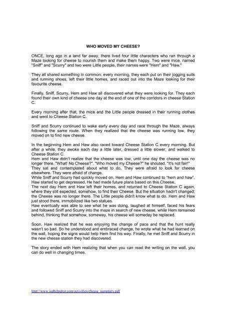 who moved my cheese pdf summary