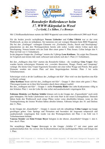 15.03.2008 17. WWW-Kürpokal in Wesel - Rollkunstlaufen RRD ...