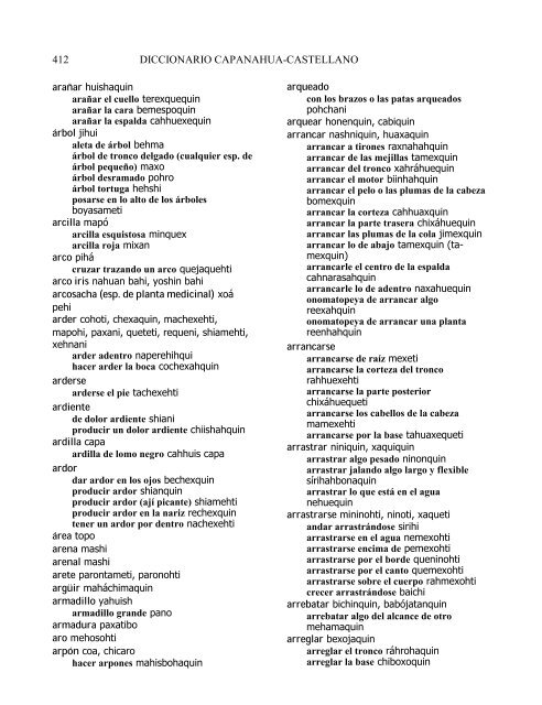 Diccionario Capanahua ~ Castellano