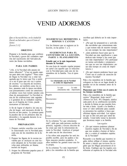 MANUAL DE SUGERENCIAS PARA LA NOCHE DE HOGAR