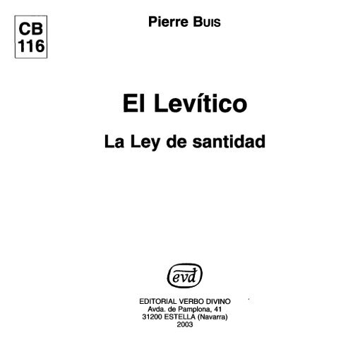 Pierre Buis - El Levitico (Cuadernos Biblicos).pdf - Comunidad de ...