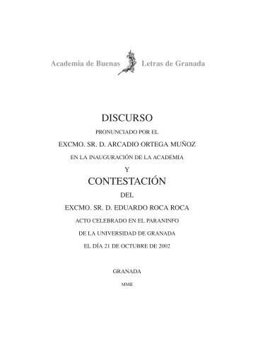 * LIBRO DISCURSO 1 - Academia de Buenas Letras de Granada