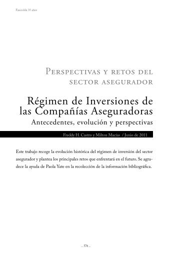 Régimen de Inversiones de las Compañías Aseguradoras - Fasecolda