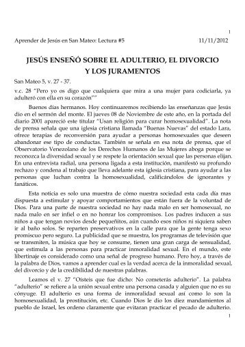 jesús enseñó sobre el adulterio, el divorcio y los juramentos