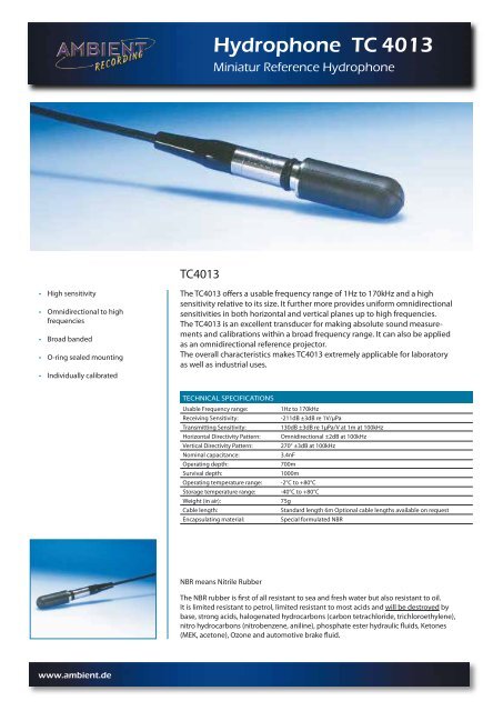 Hydrophone TC 4013 - Ambient Recording