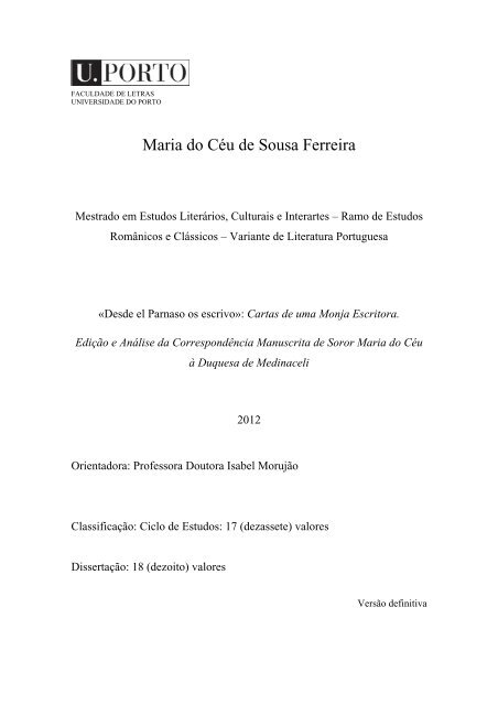 Maria do Céu de Sousa Ferreira - Repositório Aberto da