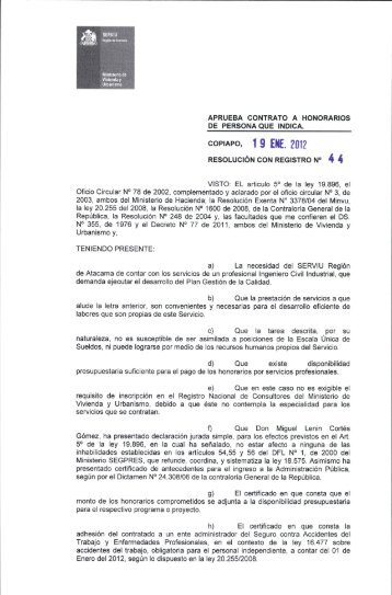 aprueba contrato a honorarios - Documentos Sector Vivienda ...