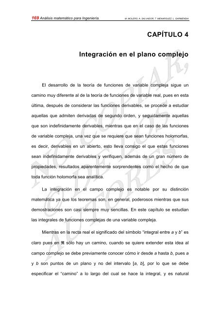 CAPÍTULO 4. Integración en el plano complejo