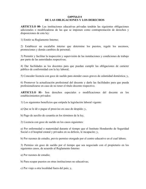 Estatuto del Docente Hondureño - Secretaría de Educación