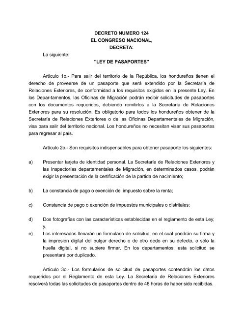 LEY DE PASAPORTES - Secretaría de Relaciones Exteriores de ...