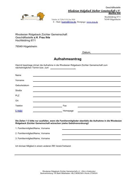 Mitgliedsanmeldung Der Rrzg Ev