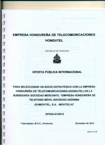 EMPRESA HONDUREÑA DE TELECOMUNICACIONES HONDUTEL