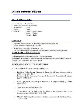 Perfil Biografico - Cámara de Comercio e Industria de Tegucigalpa