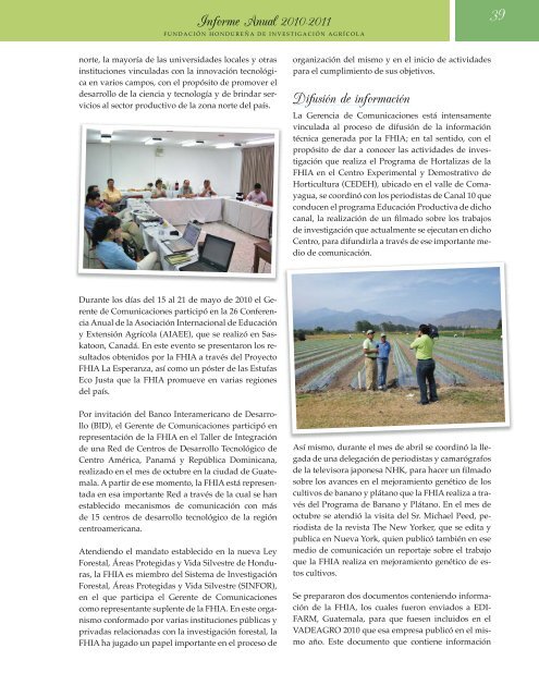 Informe Anual 2010-2011 - FHIA