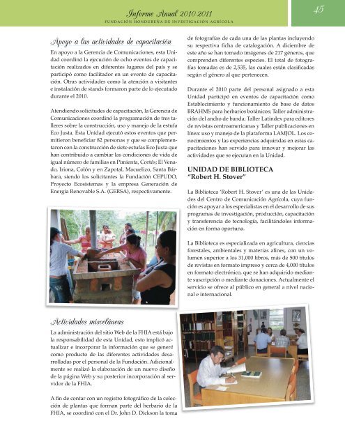 Informe Anual 2010-2011 - FHIA