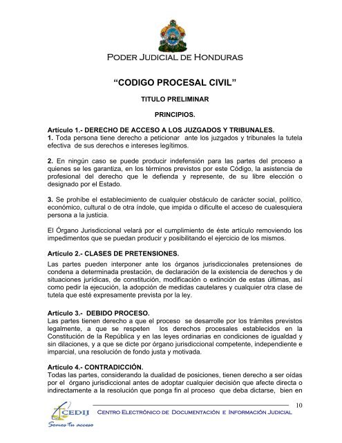 codigo procesal civil - Consejo Hondureño de la Empresa Privada