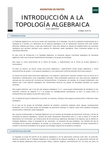 INTRODUCCIÓN A LA TOPOLOGÍA ALGEBRAICA - UNED