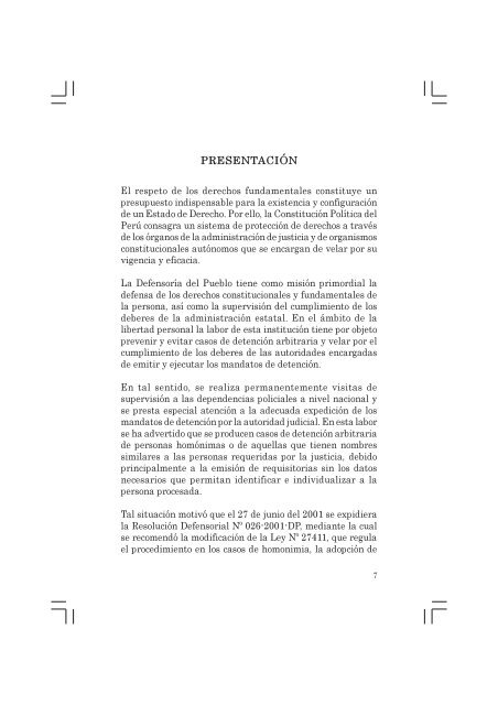 Informe Defensorial derechos libertad.pmd - Biblioteca Virtual de la ...