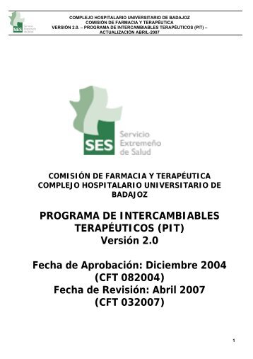 PROGRAMA DE INTERCAMBIABLES TERAPÉUTICOS (PIT ...