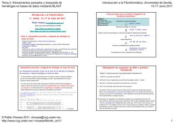 Tema 2: Alineamientos pareados y búsqueda de homólogos en ...