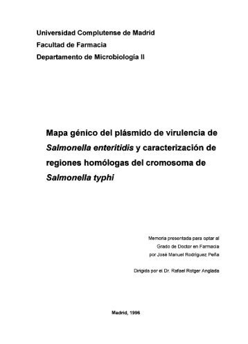 Mapa génico del plásmído de virulencia de Salmonella enteritidis y ...