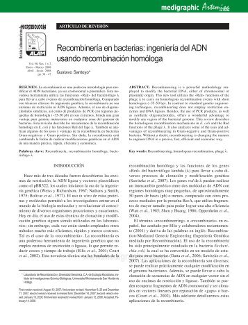 Recombinería en bacterias: ingeniería del ADN ... - edigraphic.com