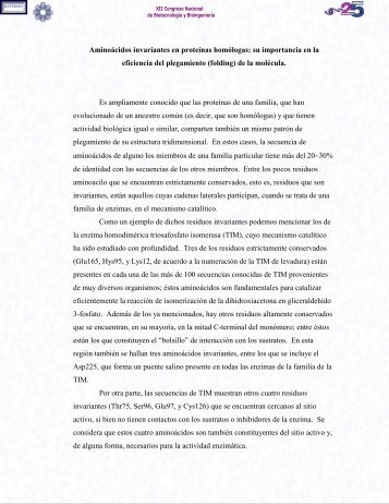 Aminoácidos invariantes en proteínas homólogas: Su importancia ...