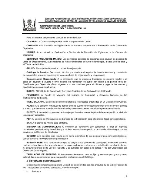 Manual de Percepciones de los Servidores Públicos de - Auditoría ...