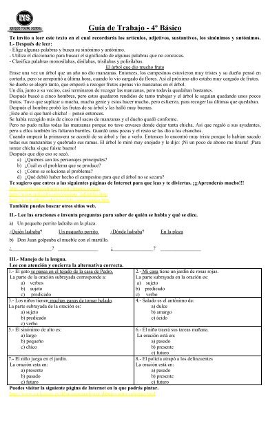 Guía De Trabajo - 4º Básico - Codesin