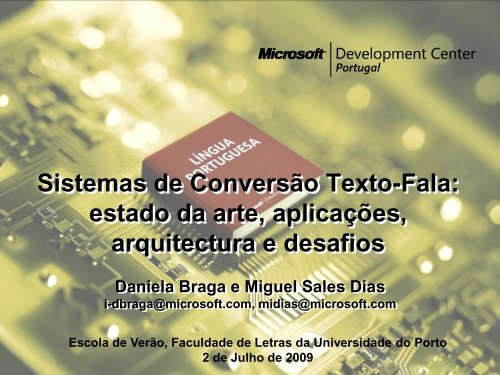 Tecnologia Texto > Fala - Universidade do Porto