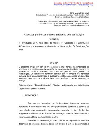 Aspectos polêmicos sobre a gestação de substituição - Fa7