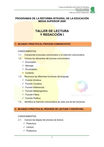 TALLER DE LECTURA Y REDACCIÓN I - COBACH