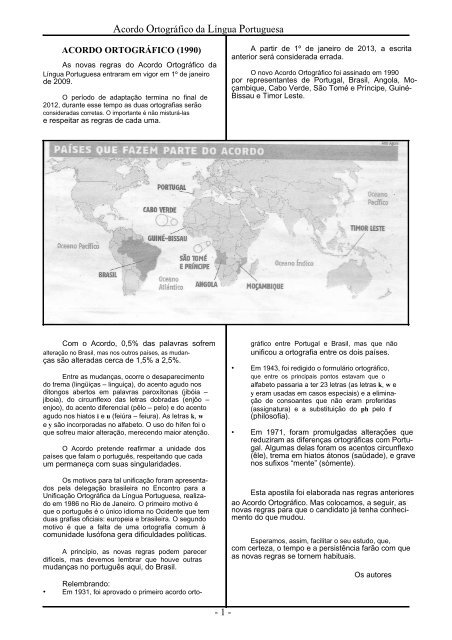 PDF) O acordo ortográfico da língua portuguesa de 1990 – A