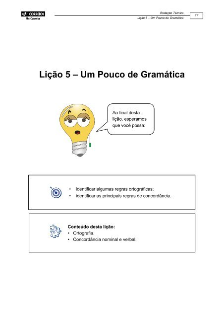 Lição 5 – Um Pouco de Gramática - Correios