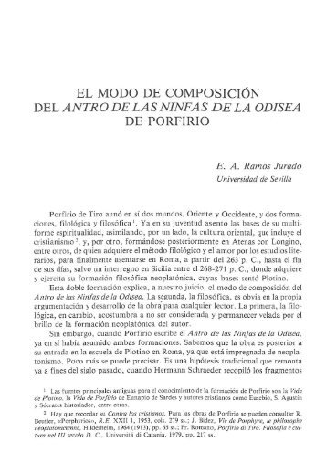 el modo de composición del antro de las ninfas de la odisea de ...