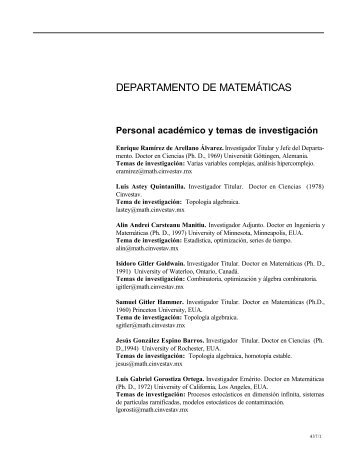 Departamento de Matemáticas - Cinvestav