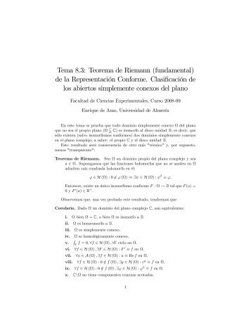 Teorema de Riemann (fundamental) - Universidad de Almería